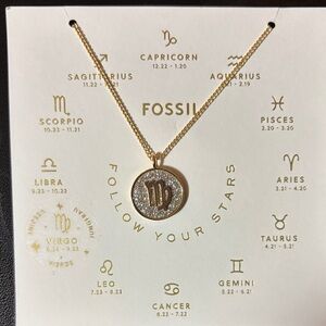Fossil Gold and Silver Virgo Pendant Necklace